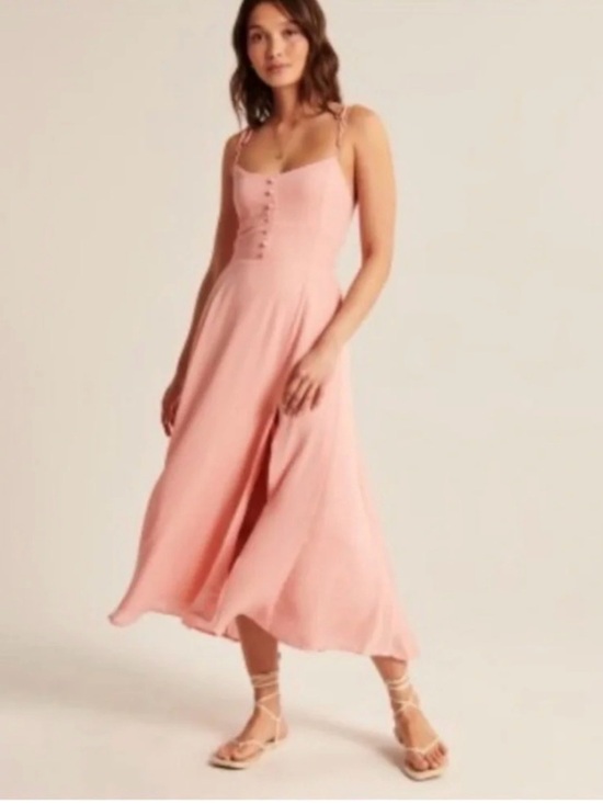 Abercrombie & Fitch Dresses & Skirts - Abercrombie & Fitch Tie-Strap Corset Midi Dress Light Pink L Corset Split